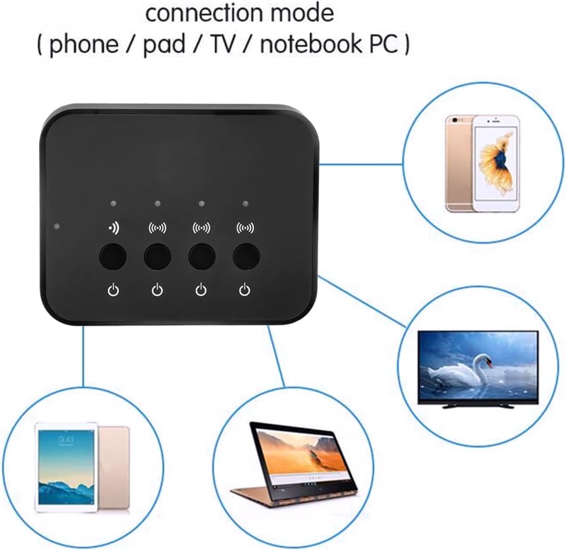 B&W 107 Bluetooth audio splitter - 3,5mm-es, fekete, 3 kimenetes adapter