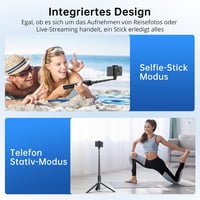 SYNCWIRE 140 cm Alumínium Szelfibot és Állvány Távirányítóval - 360° Forgatható Tripod iPhone 16/15/14/13 és Más Okostelefonokhoz - Fekete 7