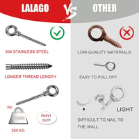 LALAGO 12 db M6 x 60 mm Szemescsavar | 304-es Rozsdamentes Acél Gyűrűs Csavar | Menetes Akasztó Függesztéshez, Falra, Mennyezetre 5