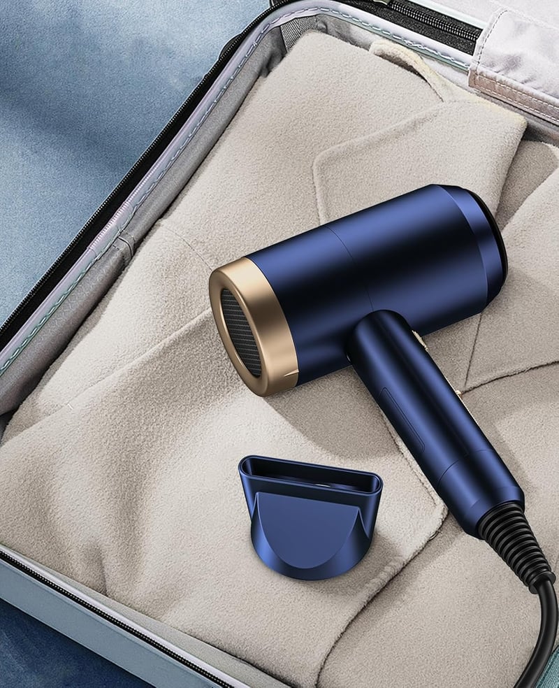 CONFU Ionos Hajszárító 1800W - Hordozható Utazási Hajszárító Szűkítővel és Diffúzorral, 3 Hőfokozat, Fokozatmentes Sebesség, Rózsaszín