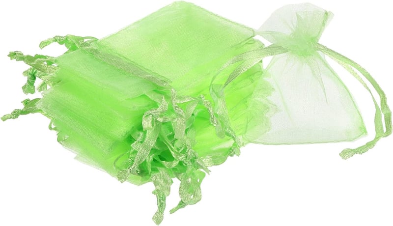 Sourcing Map 100db Világoszöld Organza Ajándékzsák 5x7cm Esküvőre, Partira
