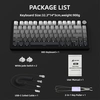 AJAZZ x Attack Shark X85 Mechanikus Gamer Billentyűzet, 75% Vezeték Nélküli, 5 Rétegű Hangtompítás, PBT Billentyűk, RGB, Hot-Swap, PC/Mac 9