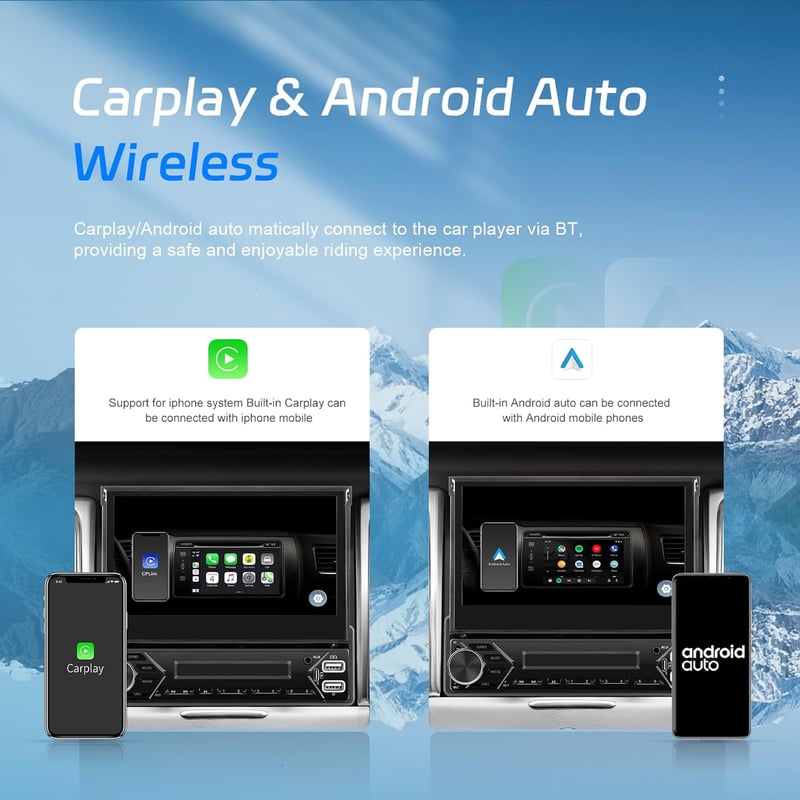 SIXWIN 1 DIN Android 13 Autórádió 7" Kihúzható Érintőképernyővel - CarPlay, Mirrorlink, Bluetooth, WiFi, GPS, 64GB Tárhely, Tolatókamerával