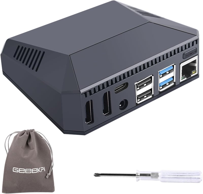 GeeekPi Argon One V2 Alumínium Ház Raspberry Pi 4-hez - Beépített Ventilátorral, Hűtőbordával és Bekapcsoló Gombbal, Retro Játékokhoz