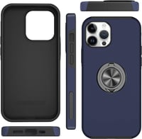Apple iPhone 14 Pro Sötétkék Mágneses Gyűrűs Szilikon Védőtok 9