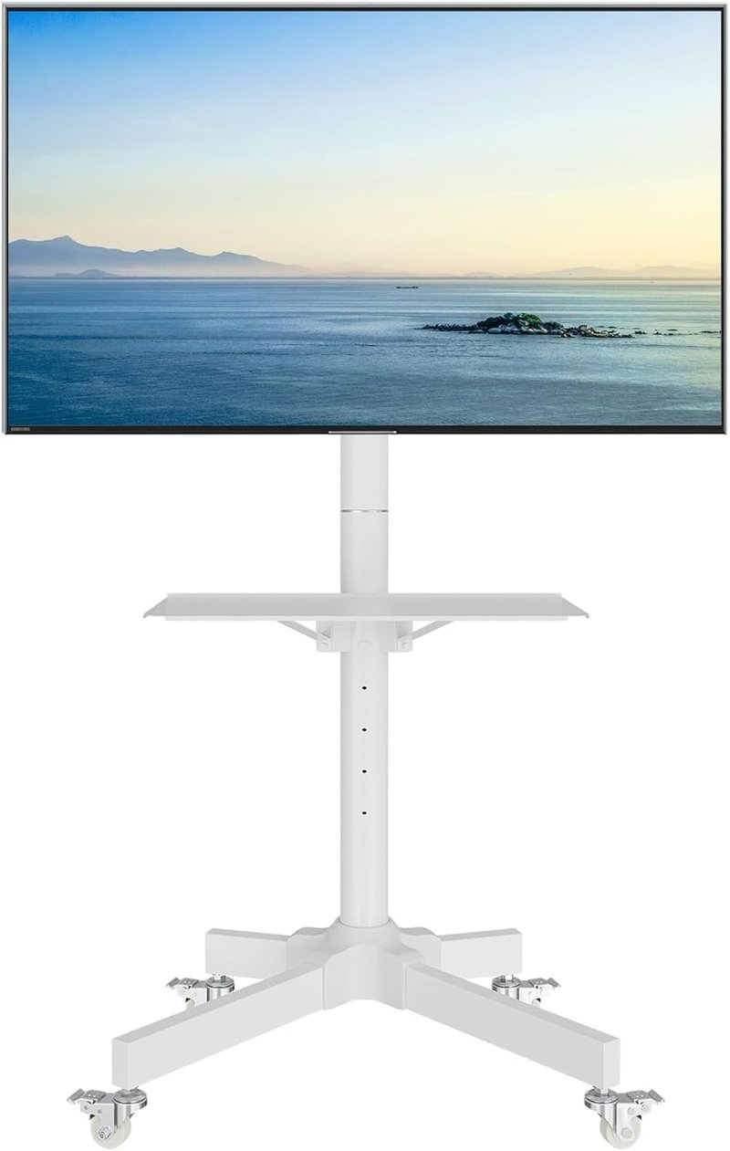 BONTEC Mobil TV Állvány Kerekekkel 23-60" Képernyőkhöz - Állítható Magasságú, Hordozható TV Kocsi Tálcával, 40kg Teherbírás, VESA 400x400mm,