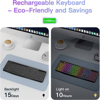 TECURS Vezeték Nélküli Gamer Billentyűzet - Csendes, RGB, Vízálló, Xbox Kompatibilis 2
