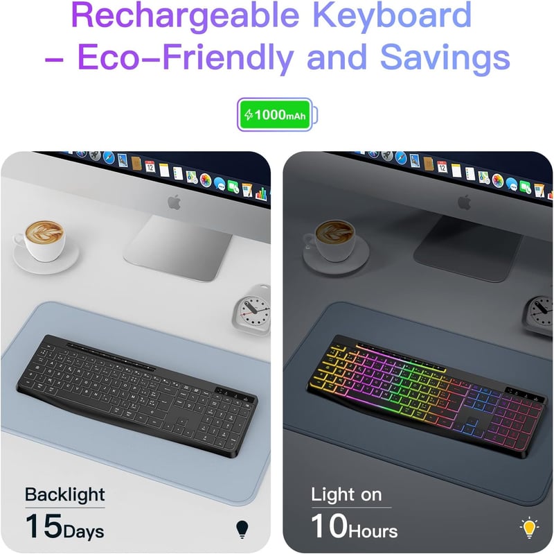 TECURS Vezeték Nélküli Gamer Billentyűzet - Csendes, RGB, Vízálló, Xbox Kompatibilis