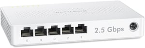 BrosTrend 5-Port 2.5G Ethernet Switch - Menedzsment nélküli hálózati elosztó játék PC és NAS szerverekhez, Plug-and-Play, ventilátor nélküli