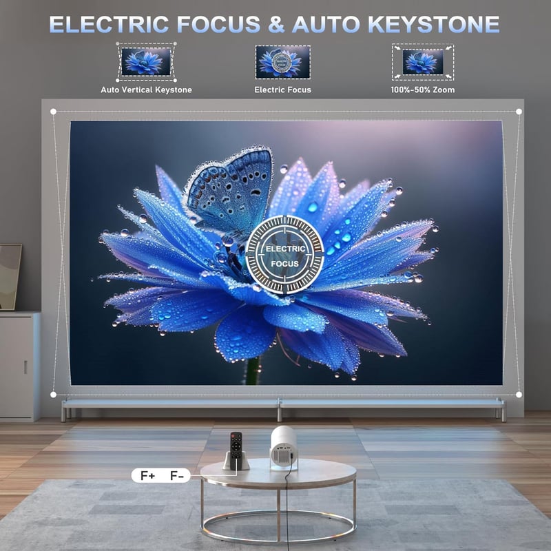 Thunrlge HY300 Mini Projektor 4K Kompatibilis - WiFi 6, BT5.2, Android 11, Netflix, 180° Forgatható, Automatikus Keystone Korrekció, HDMI/US - Standard" or "Vivid