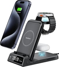 SwanScout 3az1-ben iPhone Apple Watch AirPods Pro vezeték nélküli töltőállomás fekete 6