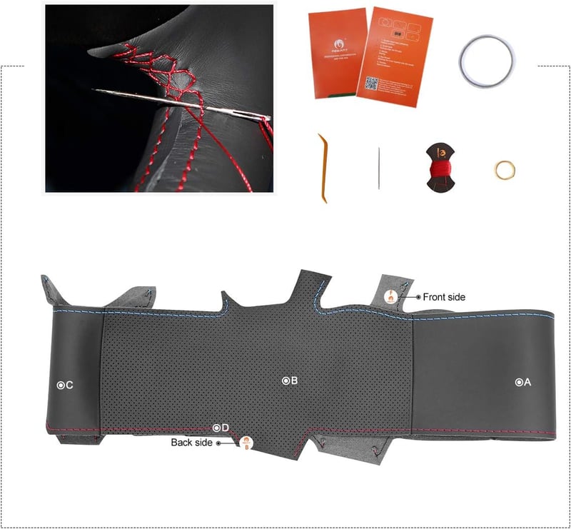 Husă volan MEWANT din piele ecologică neagră/velur, antiderapantă, personalizabilă, pentru modelele BMW E90 320i 325i 330i 335i E87 120i 130i 120d