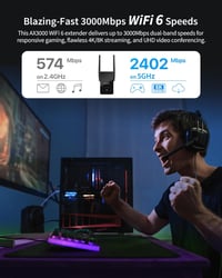 BrosTrend WiFi 6 AX3000 Jelerősítő - Gigabit LAN Portos Internet Erősítő, 2402Mbps 5GHz & 574Mbps 2.4GHz DualBand, WPA3, Vezetékes LAN Csatl 2