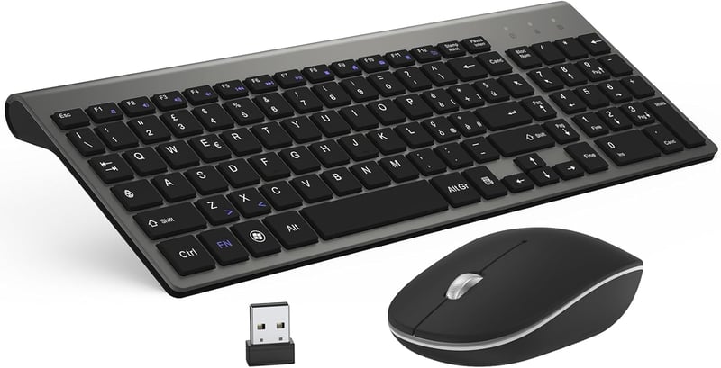 Olasz QWERTY USB billentyűzet és egér szett - GALENMORO vezeték nélküli, ergonomikus, csendes, Windows kompatibilis