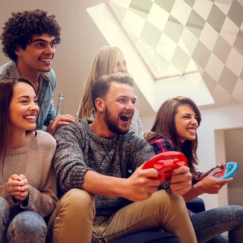 Orzly Nintendo Switch kormánykerék szett - 2 darabos kék és piros Joy-Con tartó kiegészítő Mario Kart játékhoz - valósághű versenyzési élmén