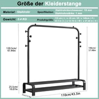 SMILOVII Fekete Ruhaállvány 6 Akasztóval és 2 Cipőtartóval 4