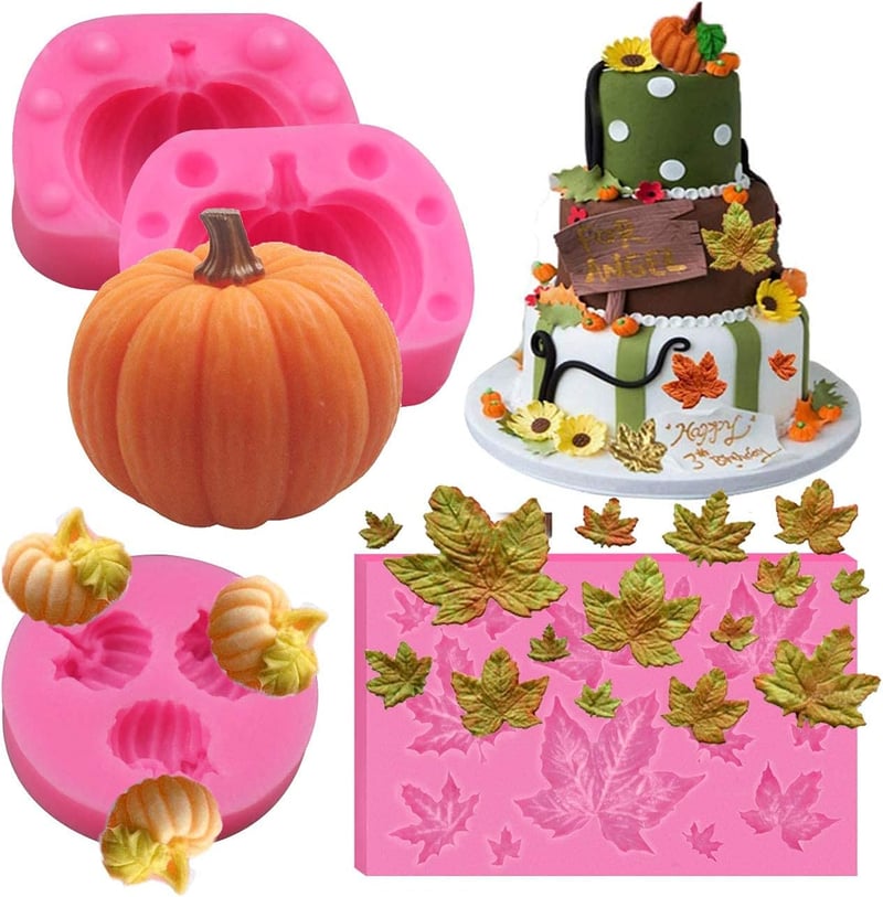 Szilikon Halloween Tök és Juharlevél Sütőforma Szett - 3D Süteménydíszítő