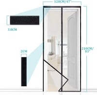 Apalus Prime Mágneses Szúnyogháló Ajtóra 120x210 cm - Átlátszó, Szakadásálló, Időjárásálló Rovarháló Erkélyajtóra Erős Mágnesekkel és 3,8 cm 3