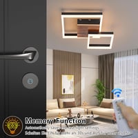 SEATAIN Fa Mennyezeti LED Lámpa - Fekete Geometrikus Dizájn, 40 cm, Távirányítós, Fényerő Szabályozás, 3000-6000K Színhőmérséklet, Éjszakai  3