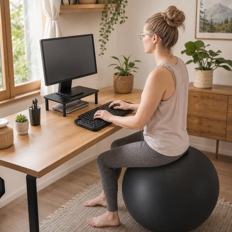 Ergonomski uredski set: lopta za sjedenje + oslonac za zglobove + stalak za monitor