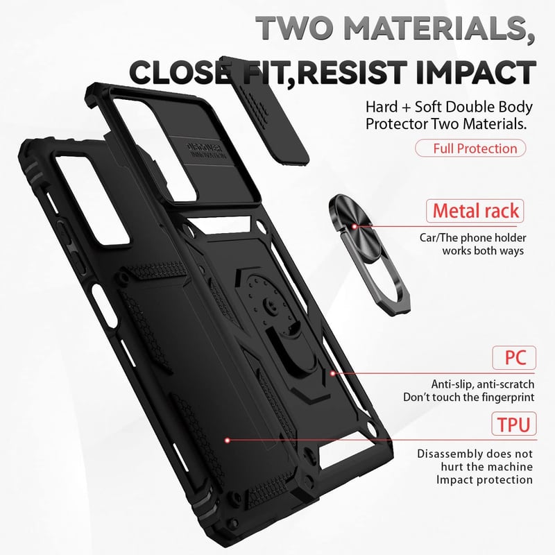 Xiaomi Redmi Note 11 Pro kameravédős tok, 360°-os gyűrűvel, mágnessel - Fekete