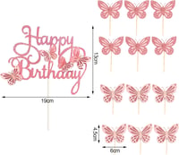 Butterfly Pillangós Születésnapi Torta Dekoráció Kislányoknak - Csillogó Rózsaszín Tortadísz Szett Gyerekeknek 1-5 Éves Korig 2
