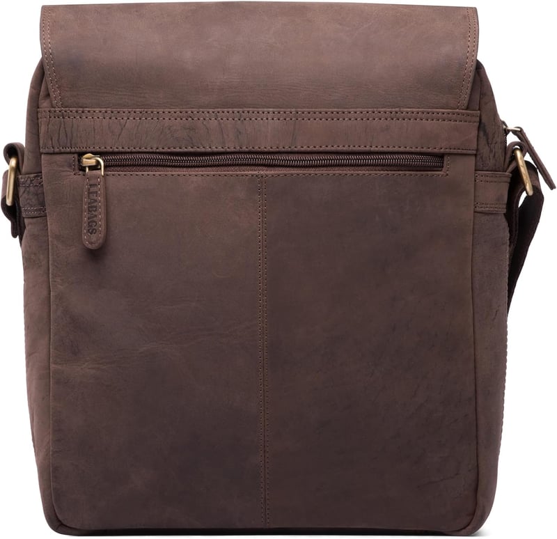 LEABAGS valódi bőr válltáska 13"-os laptophoz, sötétbarna