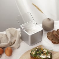 KOOK TIME Kerámia Sótartó Átlátszó Fedéllel - Konyhai Tárolóedény Sónak, Cukornak, Lisztnek - Ezüstszürke Konyhai Kiegészítő 11,2 cm 3