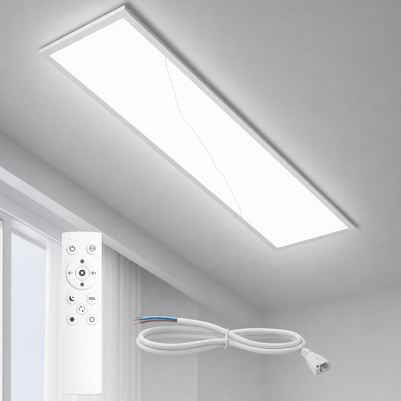 Yesenlight LED Panel Mennyezeti Lámpa 120x30 cm, 40W, Dimmolható, CCT — hibás, részben működik: törött borítás (állapot: lásd a 2. képet)