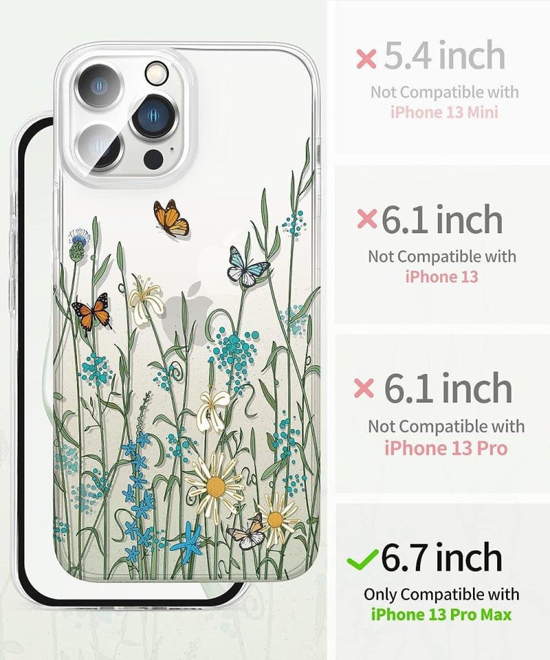 iPhone 13 Pro Max Virágos Átlátszó Védőtok Kameravédelemmel