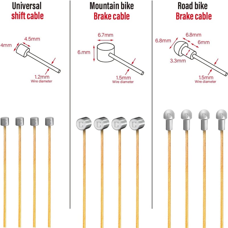 CNCLOL Arany Kerékpár Fékbowden 1700/2100/2800 mm - Rozsdamentes Acél Fékbowden Shimano/SRAM Kompatibilis MTB, BMX és Országúti Kerékpárokho