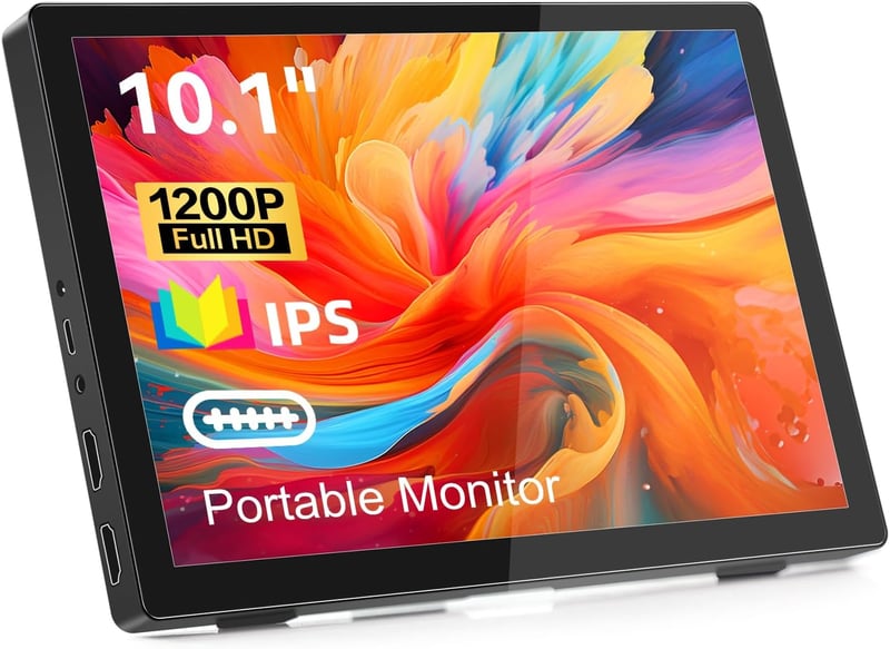 Pisichen 10.1" Hordozható Monitor - Full HD 1920x1200 IPS Kijelző, HDMI és USB-C Csatlakozás, Beépített Hangszórók, Laptop, PC, PS4/5, Xbox 