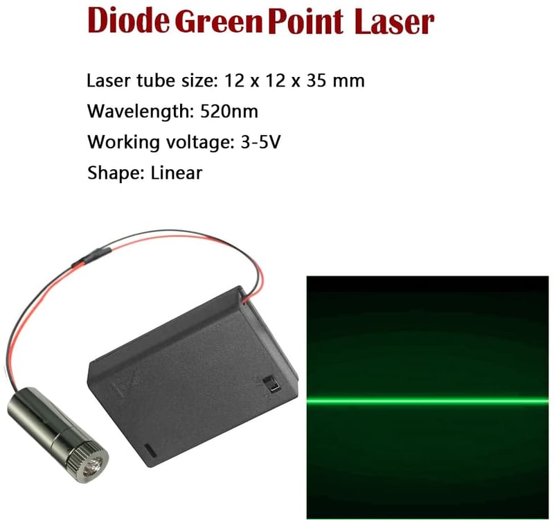 CTRICALVER 520 nm Zöld Lézer Vonal Modul 3-5V Fém Házzal - Ipari Szintezéshez, Pozicionáláshoz, DIY Projektekhez + AA Elemtartóval