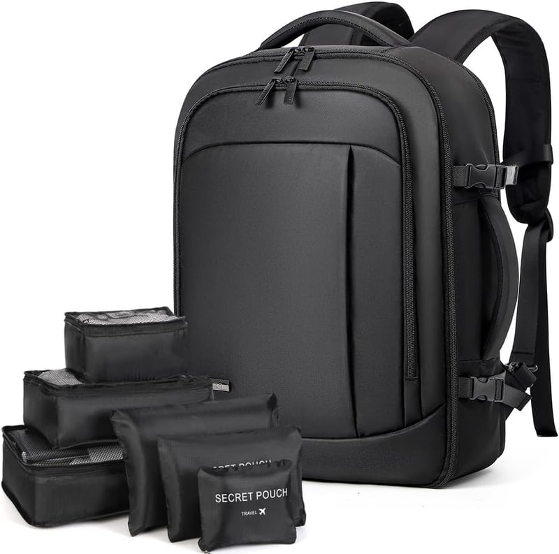 Lekespring 50L Repülős Hátizsák 17,3" Laptoptartóval és Rendszerezőkkel, Fekete