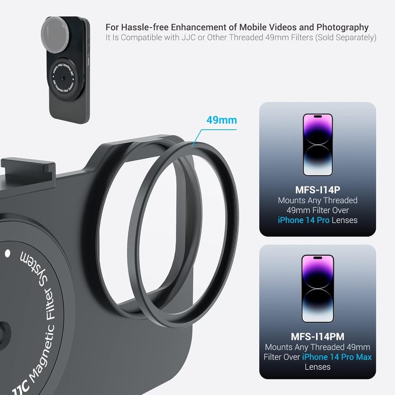 JJC mágneses szűrőtartó iPhone 15/14/13 Pro-hoz, 49mm-es szűrőkhöz, MagSafe kompatibilis