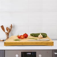 5five Simply Smart Bambusová krycia doska na varnú dosku 52x58 cm, 3 v 1: krájacia doska, ochrana proti ostreknutiu a kryt na varnú dosku, pre indukčné a keramické varné dosky 7