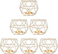 6 darabos arany geometrikus teafénytartó szett, ötszögletű dekoratív gyertyatartó 1