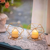 6 darabos arany geometrikus teafénytartó szett, ötszögletű dekoratív gyertyatartó 6