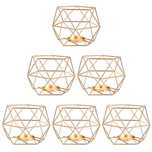 Set od 6 zlatnih geometrijskih držača za lučice, peterokutni ukrasni svijećnjak