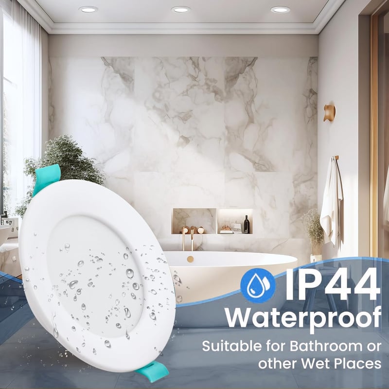 6 db Süllyesztett LED Spotlámpa 7W - Szabályozható Fényerejű, Ultra Vékony, IP44 Vízálló Mennyezeti Világítás 3 Színhőmérséklettel, 70-90m