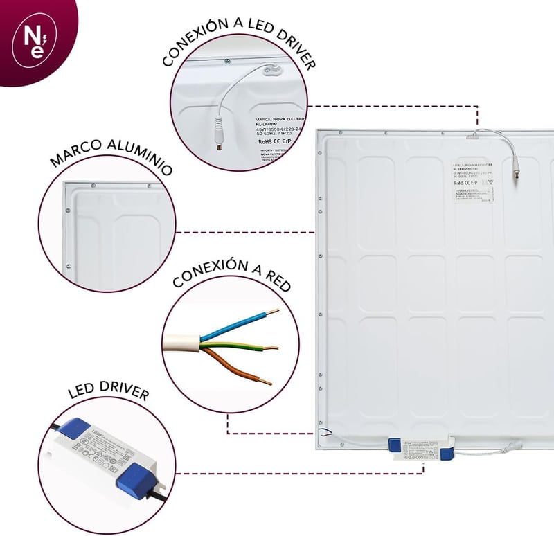 60×60 cm LED Mennyezeti Lámpa, 40W – 6500K Hidegfehér Fény Energiatakarékos Panel Lámpa