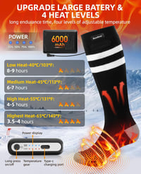 6000 mAh Heated Socks, Rechargeable Heating Socks with 4 Heat Settings & Latest Heated Toe Design, Heated Socks with Battery, USB Heated Foot Warmer, Electric Warm Winter Socks 2