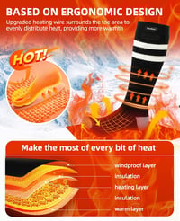 6000 mAh Heated Socks, Rechargeable Heating Socks with 4 Heat Settings & Latest Heated Toe Design, Heated Socks with Battery, USB Heated Foot Warmer, Electric Warm Winter Socks 4