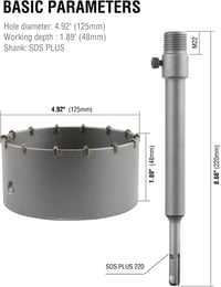 Binota 125mm-es SDS Plus betonlyukfúró, 220mm-es szárral, téglához és kőfalhoz 3