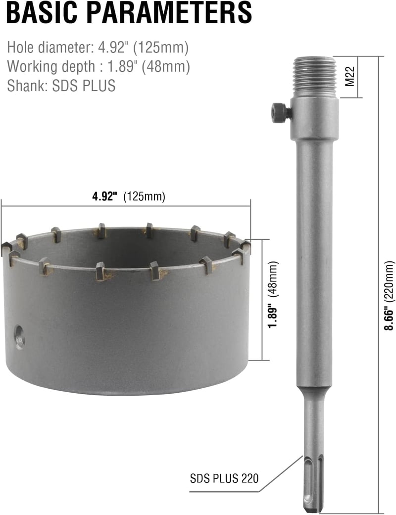Binota 125mm-es SDS Plus betonlyukfúró, 220mm-es szárral, téglához és kőfalhoz