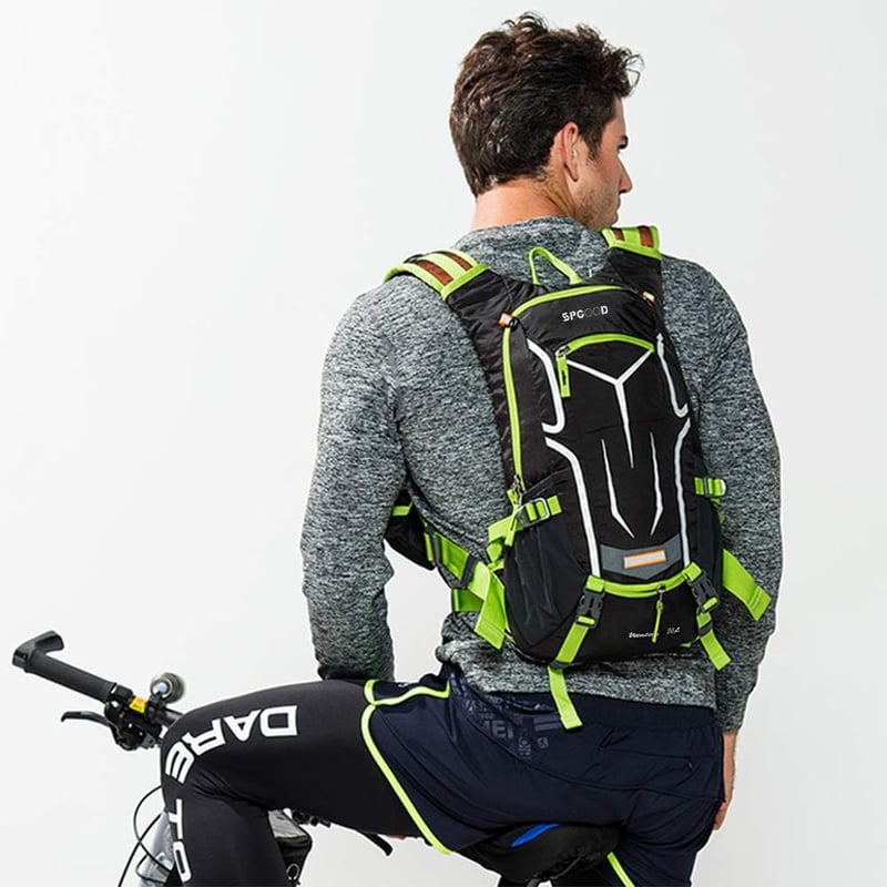 SPGOOD Kerékpáros Hátizsák  - Vízálló, Ultrakönnyű, Unisex Túratáska Esővédővel és Sisakrögzítővel - MTB Hegyi Biciklis Táska