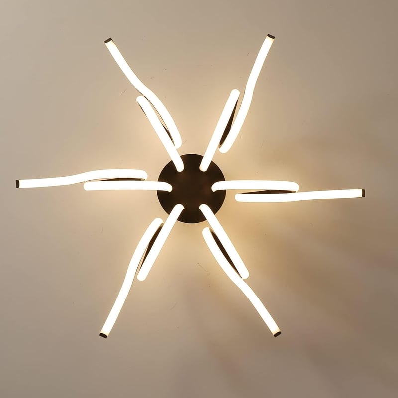 minifair Fekete LED Mennyezeti Lámpa 70cm - Távirányítós, Dimmelhető, 6 Fényforrás, 6000 Lumen, 3000K-6000K, Modern Világítás Nappaliba, Kon