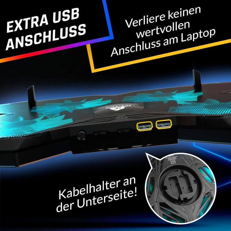 KLIM Wind Laptop Hűtőpad 4 Ventilátorral 1200 RPM USB Hűtés Cyan