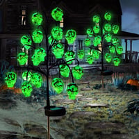 Weiongppy Halloween Kerti Napelemes Koponya Fényfüzér - 20 LED Zöld Világítás, IP54 Vízálló, Kültéri Dekoráció Kertbe, Fára, Ablakba 1