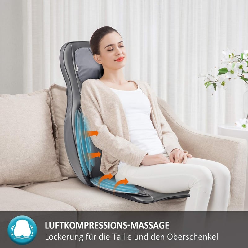 Comfier Shiatsu masszázsülés - Nyak, váll, hát és comb masszírozó, melegítő funkcióval